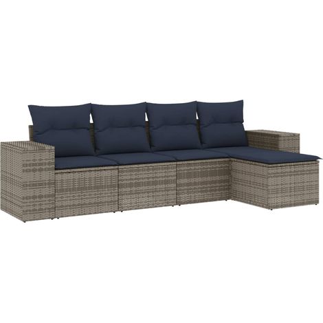 Maison Exclusive - 5-teiliges Gartensofa-Set mit Kissen, grau, Po