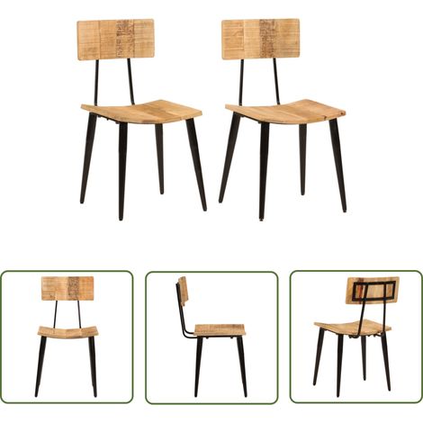 Lot de 2 Chaises de salle à manger - Chaises à dîner 44x40x80 cm Bois de manguier solide BV511866 - BonneVie (1/5)