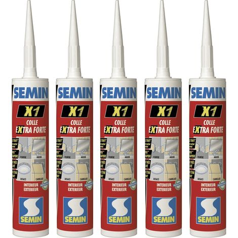 Lot de 5 colles haute performance pour tout collage et tout matériaux Semin X1- intérieur/extérieur - cartouche de 290 ml (1/5)