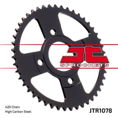 Piñón trasero de acero JT R1078-47, 47 dientes, tamaño 420 (1/2)