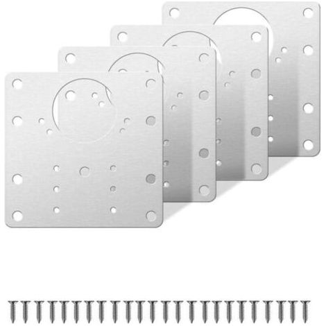 Pair 4pcs Plaque de réparation plaque de fixation de réparation de porte d'armoire en acier inoxydable avec vis de montage pour meubles de porte d'armoire de cuisine (1/5)