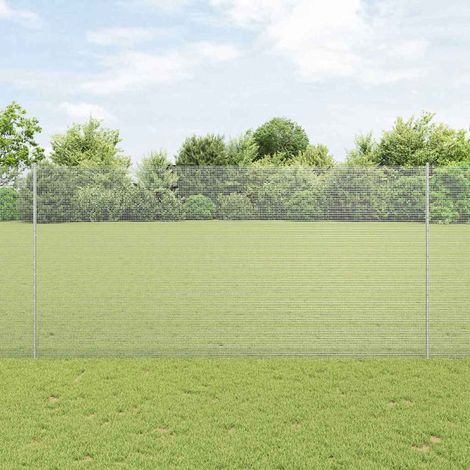 Zaun mit Pfosten Silber 1,5 x 10 m Stahl