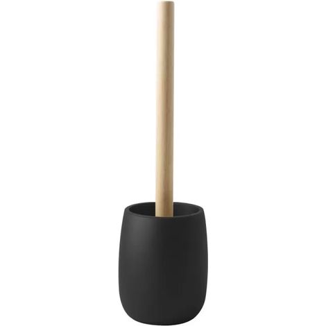 Brosse wc avec support Polyresine & bois SVEN Noir mat Spirella (1/2)