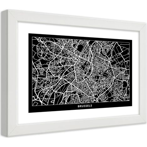 Quadro con cornice, Carta della città  di Bruxelles - 90x60 (1/5)