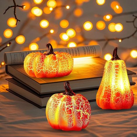 CCYKXA3 Pièces Citrouille de Décoration LED,Lumière Led Décoration D'automne, Halloween LED Citrouille Lumières, Décorations de Halloween, Thanksgiving (1/5)