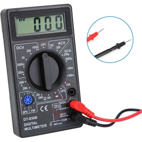 Multimètre Numérique, Multimètre numérique LCD Portable multifonctionnel DT-830B, ampèremètre Volt Ohm testeur voltmètre ohmmètre mètre (1/5)