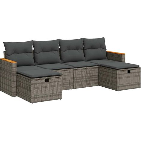 Maison Exclusive - 6-tlg. Garten-Sofagarnitur mit Kissen Grau Pol