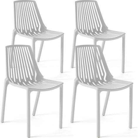 Lot de 4 chaises en plastique blanc (1/5)