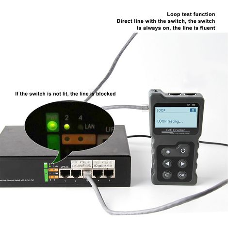 Le testeur NOYAFA POE identifie automatiquement l'alimentation du circuit de charge de tension POE et teste l'alimentation de la caméra connectée à distance. (1/5)
