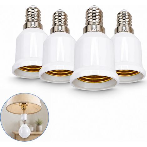 4 Pièces E14 vers E27 Adaptateur de douille, Convertisseur de Douille Ampoule Petite Vis vers Grande Vis, Adaptateur Douille en Plastique pour Lampe LED, Éclairage Intérieur, Douille Ampoule 220V (1/5)