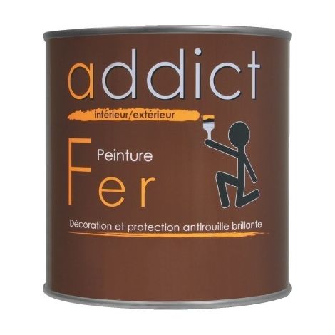 Peinture fer anti-rouille 0.5 Litre rouge basque – Finition brillante – Protection durable pour métaux ferreux – Excellente tenue extérieure – Addict