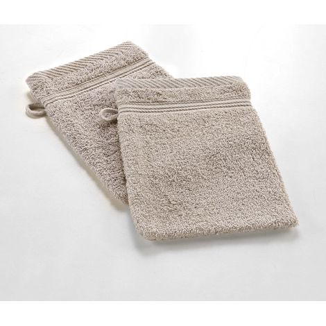 Douceur d'Intérieur, 2 guanti da bagno (15 x 21 cm) teneresse tortora (1/4)