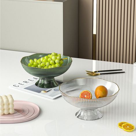 Égouttoir à fruits avec fond, idéal pour la table basse du salon, présentoir léger, luxueux et élégant en PET pour bonbons et en-cas, vert (1/5)