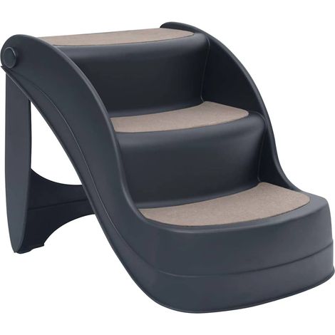 vidaXL Escalera para perros plegable de 3 peldaños gris oscuro (1/2)