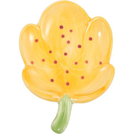 Ceramic Flower Shaped Bathroom Soap Dish Yellow Draining
