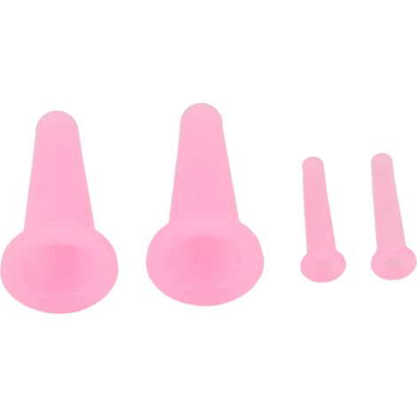 4 Ventouses de Massage Anti-Cellulite en Silicone Rose, Soin Visage et Corps à Domicile (1/5)