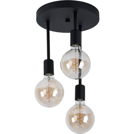 Plafoniera Vintage Wilmcote Acciaio Nero 3 Luci E27 (1/5)