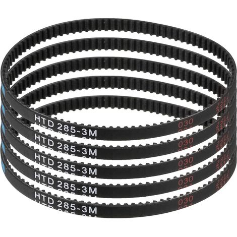 5pcs HTD-3M Rubber Timing Belt, 95 Teeth, 285mm Pitch Length x 6mm Width x 2.4mm Height, Closed Loop Pulley Belt (1/5)