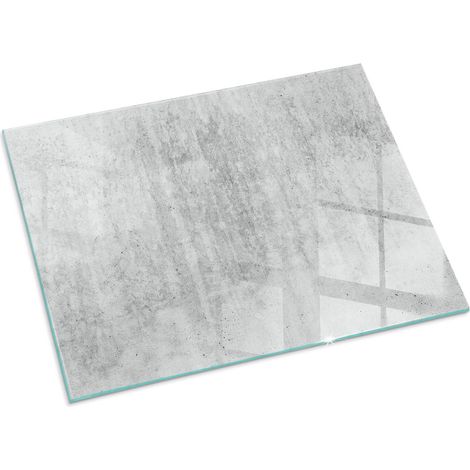 Plaque Rectangulaire de protection de sol en verre trempé pour cheminée et poêle à bois pare-feu contre les étincelles Texture béton brut 80x60 cm (1/5)