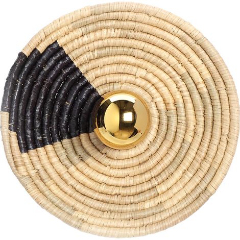 luminaire applique murale, applique intérieure décorative en seagrass tressée naturelle, support métal noir, douille E27, possibilité ampoule LED, motif 3 (1/5)