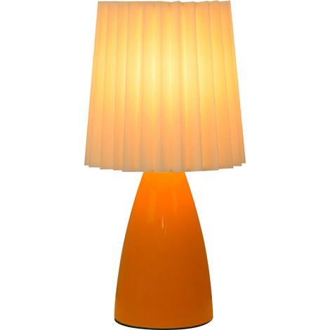 Ortviai Lampe de chevet USB 3 W en céramique avec abat-jour plissé – lumière chaude et réglable pour chambre et salon (1/5)