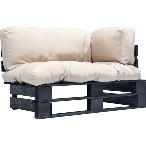 vidaXL Canapé de jardin palette avec coussins sable Pinède (1/5)