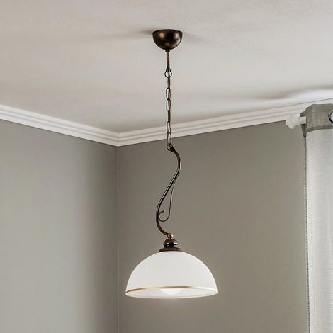 [GEBRAUCHT] B-Ware Jupiter Hängeleuchte Pendellampe Lampe Casale Altmessing Weiß Metall Glas E27