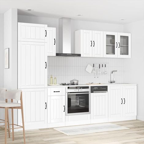 vidaXL Ensemble de 8 meubles de cuisine "Lucca" en bois d'ingénierie blanc (1/5)