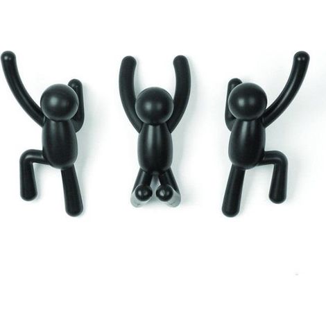 Porte-manteau mural Buddy, lot de 3, noir, original (1/4)