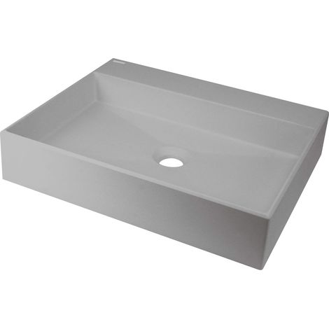 Lavabo de encimera de granito con espacio para grifería - 500x400 mm, gris metalizado CQR SU5S (1/2)