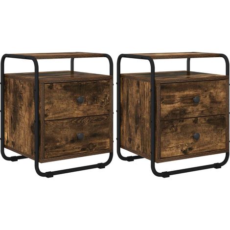 Table de chevet 2 pc Chêne fumé Bois d'ingénierie vidaXL