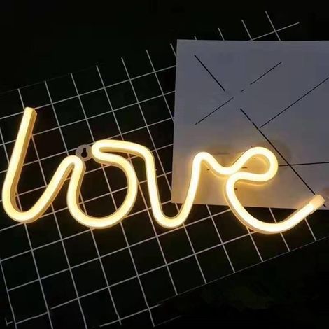 Neon Light Love - 35 cm x 13 cm - USB ou Piles AA - Décoration Murale pour Chambre et Fêtes - 1 Pièce (1/5)