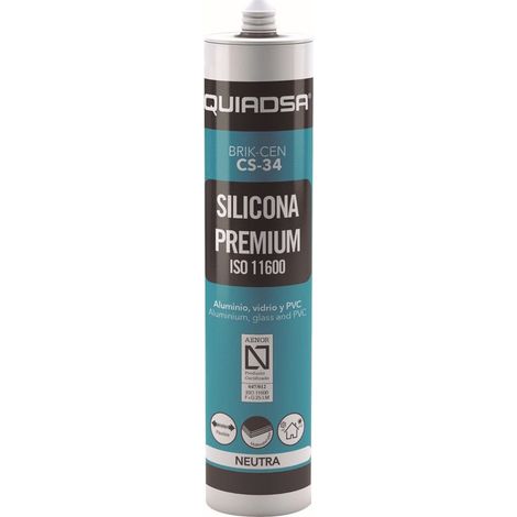 Sellador silicona neutra Cs-34 premiun Quiadsa  y gama de colores Brik-Cen Cs-34 RAL 7016 Cr de 300 ml.