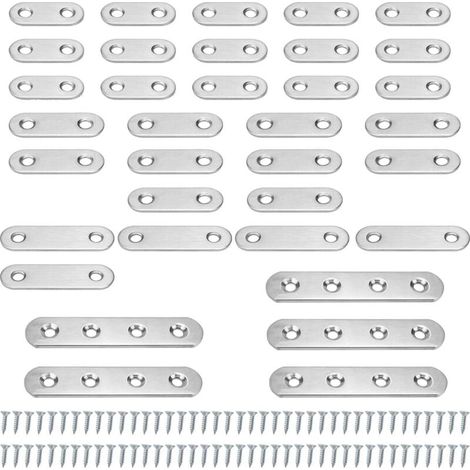 Set di staffe angolari piatte da 35 pezzi, staffa angolare di fissaggio in argento, staffa angolare in acciaio inossidabile, fornita con 80 viti, staffa angolare in metallo adatta per la riparazione e (1/4)