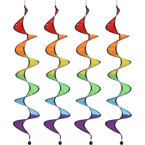 Décoration éolienne, lot de 4 spirales arc-en-ciel de 109 cm, à suspendre, pour la décoration de jardin extérieur. (1/5)