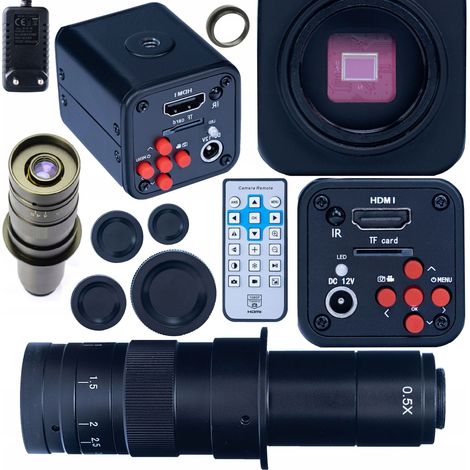 MICROSCOPIO DIGITALE CON INGRANDIMENTO 180X E TELECAMERA Norma Black PRO HDMI 1080P 2IN1