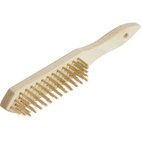 Cepillo de mano de madera con alambre de latón, 3 filas, para eliminar la suciedad, Vorstahl (1/3)