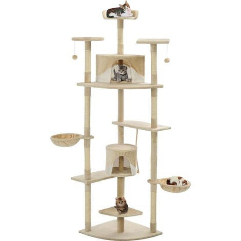 Katzen-Kratzbaum Sisal 203 cm Beige und Weiß