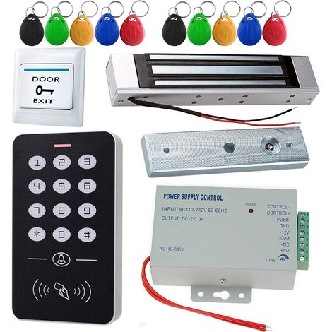 Kit de système de contrôle d'accès RFID de 125 kHz avec serrure magnétique électrique de 180 kg et source d'alimentation DC12 V, serrure de porte intelligente pour sécurité à la maison (1/5)