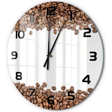 Horloge Murale Ronde Originale Verre Trempé Décoration Maison Moderne Grains de café fi 60 cm (1/5)