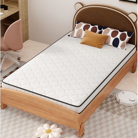 Federkernmatratze 200x90x10 cm, ergonomisches Design, für alle Schlafpositionen, Stoff und Metall, Weiß (1/5)