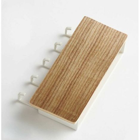 Wandmontierter Schlüsselschrank/Briefhalter aus nicht porösem Holz mit 5 Holzhaken und 5 Kunststoffhaken (1/2)