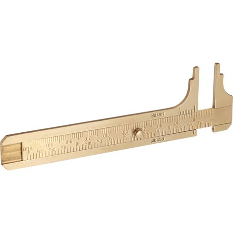 Calibrador de latón, escala vernier, herramienta de medición de doble escala mm/pulgada (100 mm) (1/5)
