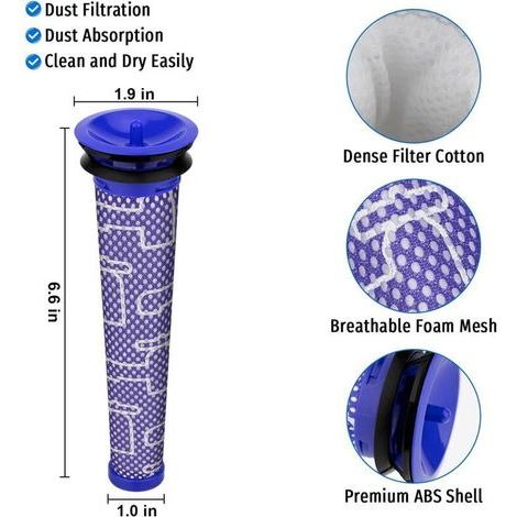 Lot De 4 Filtres À Poussière Lavables Compatibles Aspirateurs Sans Sac Modèles DC58 À V8 (1/3)