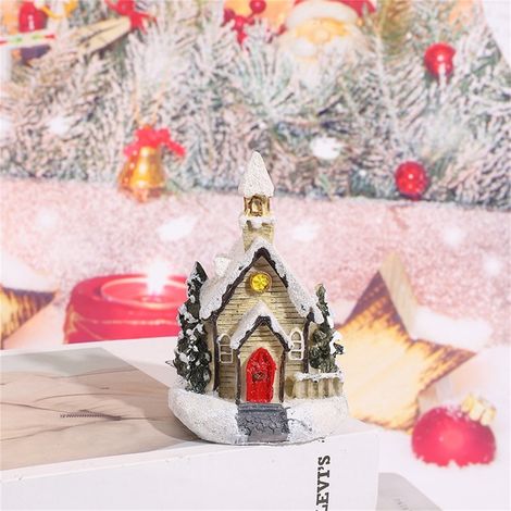 Maison Lumineuse En Résine - Décoration De Table De Noël - Cabane Festive Avec Lumières Led - 1 Pièce (1/4)
