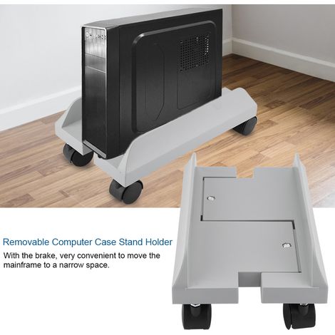 Support amovible pour boîtier d'ordinateur, support de rangement pour unité centrale de bureau avec frein (blanc) (1/5)