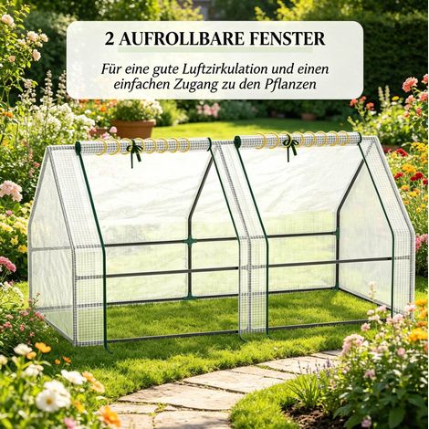 Mini serre de jardin 180x90x90 cm en acier et PE blanc, pour protéger les plantes – MEUBLIV (1/5)