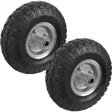 Linxor – Lot de 2 roues gonflables 26 cm pour chariot – Alésage 20 mm – Pneu à crampon – Charge max 120 kg