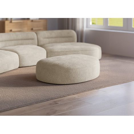 Pouf en velours tissé beige IMENIA