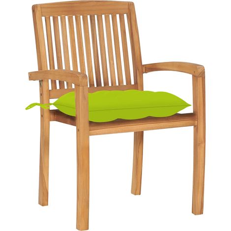 Maison Exclusive - Sedie da Giardino 2pz Cuscini Verde Brillante Teak Massello (1/5)